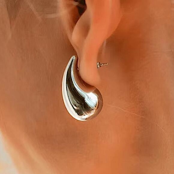 Silver Water Drop Tear Drop Earrings - Picture 2 of 6